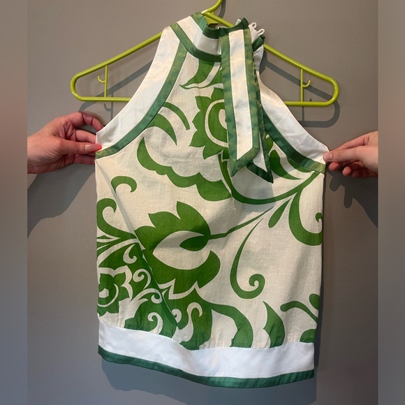 Rare! Vtg Sleeveless high Collar top with satin accents - Picture 2 of 8